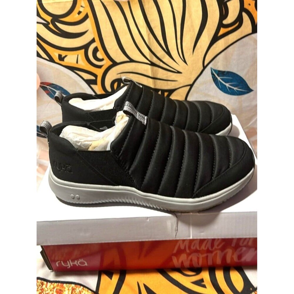 Ryka Pursuit Quilted Slip-On Walking Sneakers Black 7W NEW